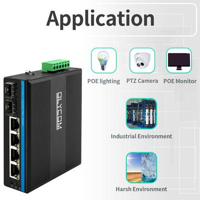 6 puertos Industrial Poe Switch no administrado 10/100M 2 Fibra 4 puertos Ethernet Switch