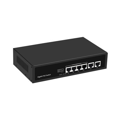 6 Puertos Gigabit PoE Switch Extensión 250 Metros VLAN Presupuesto de Potencia 60W Entrada 220V