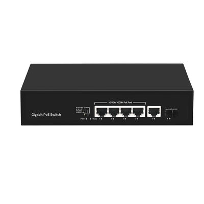 4 puertos con interruptor de fibra de Gigabit PoE Af/At 60W con 1 SFP/Copper Uplink de grado comercial CE