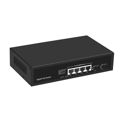 4 puertos Gigabit PoE Switch 60W Fibra SFP de presupuesto sin administrar con extensión VLAN de 250 metros