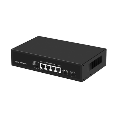 4 puertos Gigabit PoE Switch 60W Fibra SFP de presupuesto sin administrar con extensión VLAN de 250 metros