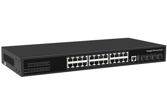 28 puerto 10/100/1000Mbps Ethernet administrado CCTV POE Switch soporte PoE Af/At con 4*10G SFP+