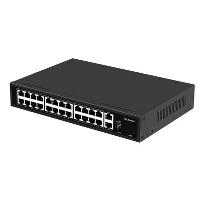 24 puertos de CCTV Poe Switch no administrado 100M Rapido Ethernet Rack Tipo 300W Ingreso de CA de presupuesto