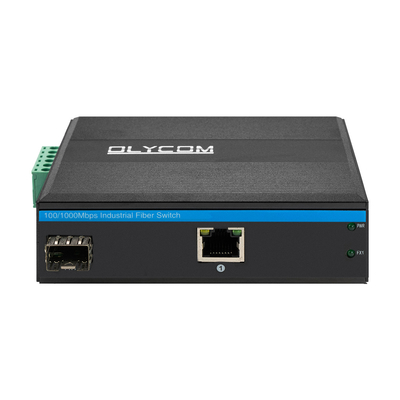 2 Port Industrial Network Switch de doble potencia 100/1000M Switch de fibra Din Rail montado