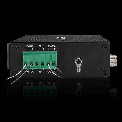 2 Port Industrial Network Switch de doble potencia 100/1000M Switch de fibra Din Rail montado