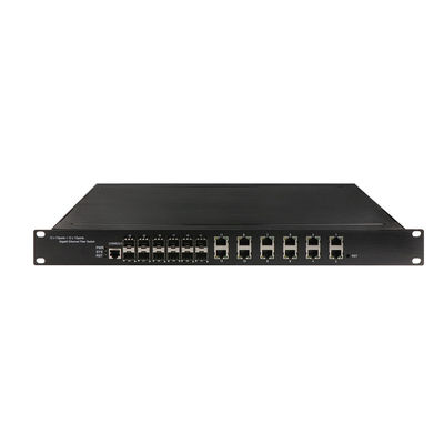Interruptor POE administrado industrial 12 RJ45 12 SFP L2 con bastidor administrado montado en un POE de 340W Presupuesto para vigilancia de CCTV