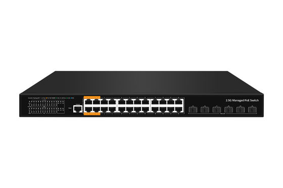 Conmutador POE Ethernet administrado L3 de fábrica con 24*10/100/2500mbps+6*10Gb SFP+