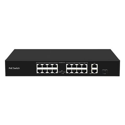 16 Puerto de 250 metros PoE Switch PoE Af/At 10/100M Apoyo al modo VLAN Presupuesto de 300W