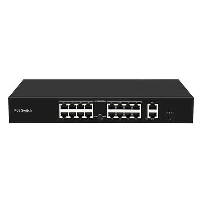 Switch PoE de 16 puertos, distancia PoE de 250 metros, 10/100M, compatible con modo VLAN, presupuesto de 300W, CE