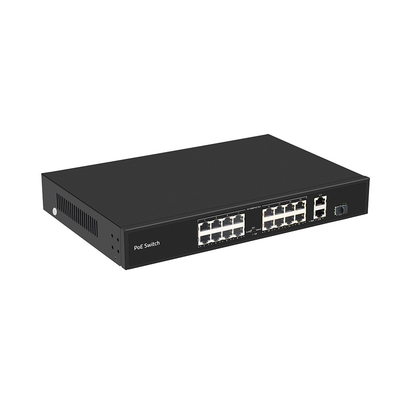 16 Puerto de 250 metros PoE Switch PoE Af/At 10/100M Apoyo al modo VLAN Presupuesto de 300W