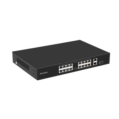 Switch PoE de 16 puertos, distancia PoE de 250 metros, 10/100M, compatible con modo VLAN, presupuesto de 300W, CE