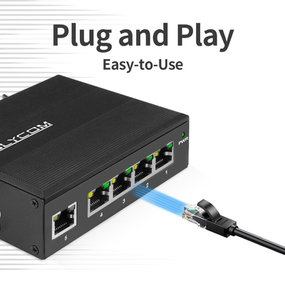 Interruptor Poe industrial no administrado con 5 puertos Gigabit Network 15.4W/30W Standard 120W Din Rail