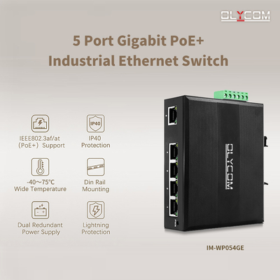Interruptor de red industrial de 5 puertos Interruptor Ethernet de marca E con protección contra sobretensiones de 4 KV