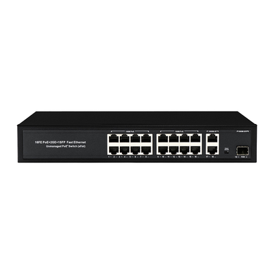 OEM/ODM 16 puertos 10/100mbps PoE Conmutador con Gigabit Uplink 1SFP Puerto 300W Potencia incorporada