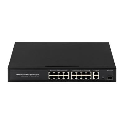 OEM/ODM 16 puertos 10/100mbps PoE Conmutador con Gigabit Uplink 1SFP Puerto 300W Potencia incorporada