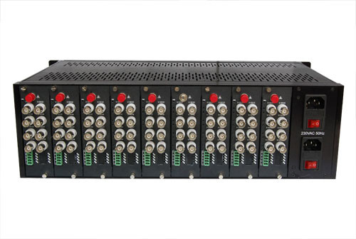 19" 3U 18 ranuras Chasis Fibra de conversión de datos de vídeo Rack montaje Chasis doble fuente de alimentación