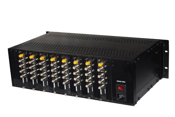 19" 3U 18 ranuras Chasis Fibra de conversión de datos de vídeo Rack montaje Chasis doble fuente de alimentación
