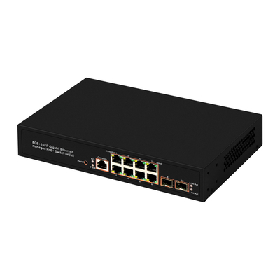 8 puertos Gigabit Managed PoE Switch SFP Fibra óptica de 120W Ingreso de CA de presupuesto Chip Realtek