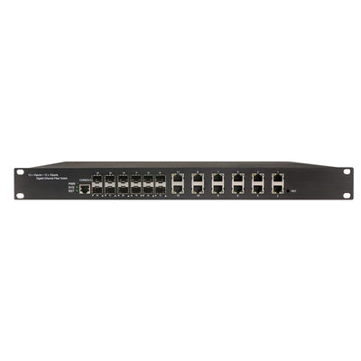 Switch POE industrial gestionado montable en rack 1U con 12 puertos RJ45 + 12 puertos SFP y 340W POE
