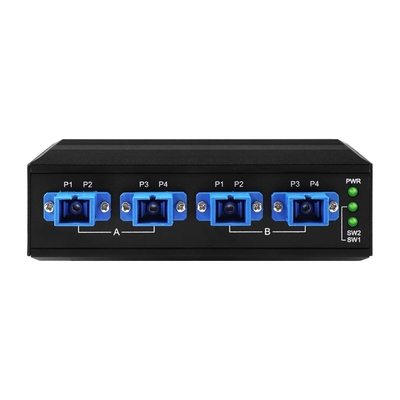 Interruptor de derivación óptica industrial de 4 canales D2X2B Din Rail DC24V Entrada SM/MM para fallas de alimentación