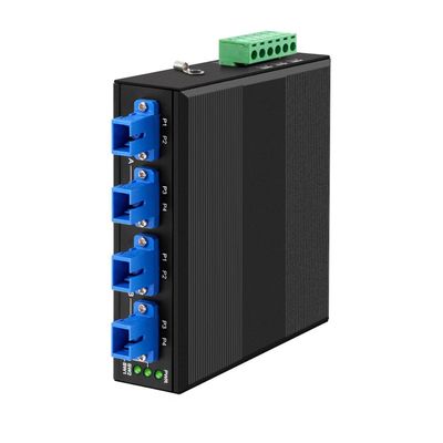 Interruptor de derivación óptica industrial de 4 canales con entrada Din Rail DC24V y baja pérdida de inserción para comunicaciones de telecomunicaciones