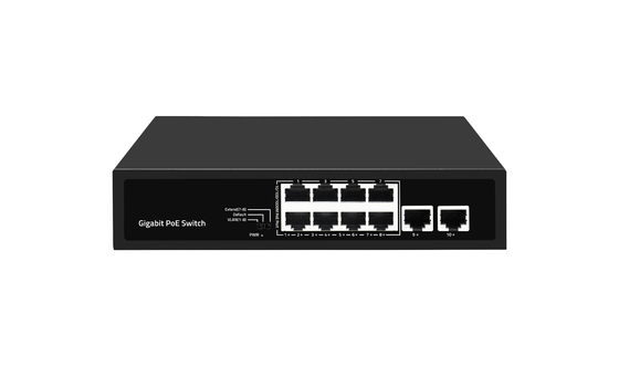 8 puertos con conmutador de red Gigabit PoE completo soporte de Vlan PoE Extensión 120W presupuesto