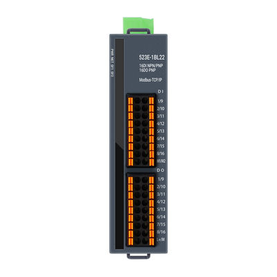 Módulo de E/S PLC Modbus-TCP/IP con 3 puertos RJ45, 16DI+16DO y fuente de alimentación de 24VDC para control industrial