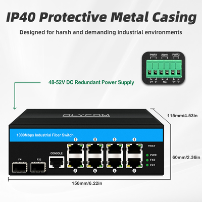 10 puertos Gigabit 10/100/1000mbps L2 Conmutador POE administrado con 2 Sfp para exteriores
