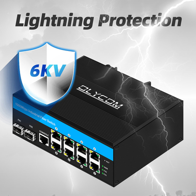 10 puertos Gigabit 10/100/1000mbps L2 Conmutador POE administrado con 2 Sfp para exteriores