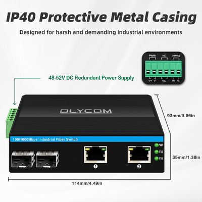 4 puertos PoE Switch Red industrial de gigabit 15.4W 30W 60W Mini DC48V no gestionado CE