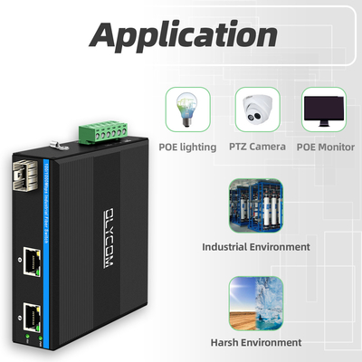Interruptor de fibra de Ethernet Mini Din Rail 100/1000M 60W POE Presupuesto DC48V sin administrar