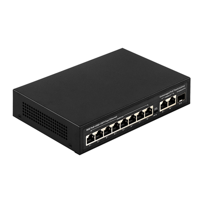 Interruptor POE no administrado de 120W 8 PoE 10/100/1000Mbps + 2 LAN 10/100/1000Mbps + 1SFP 100/1000M