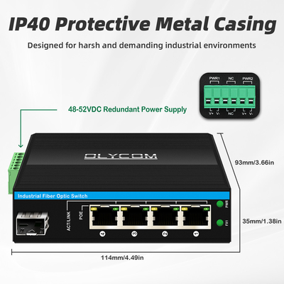 5 puertos Gigabit Interruptor POE no administrado DC48-52V Interruptor Ethernet de alimentación para uso al aire libre