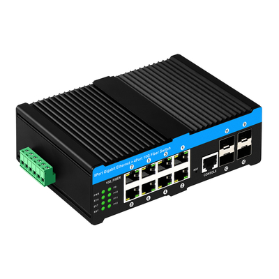 10G Industrial POE Switch 8*Gigabit POE port con 4*10G SFP uplink L2 gestionado por el switch de red