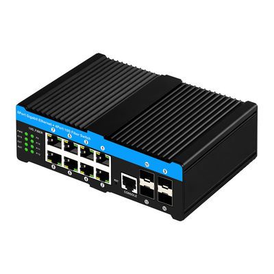 Switch POE Industrial 10G con 8 Puertos Gigabit POE y 4 Uplink SFP 10G - Switch de Red Gestionado L2 con Protección contra Sobretensiones de 6KV