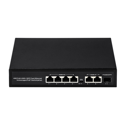 1000 Mbps 4*RJ45+2 puerto de enlace ascendente +1*SFP Red Gigabit POE Switch Gigabit Ethernet sin administrar Switch de fibra
