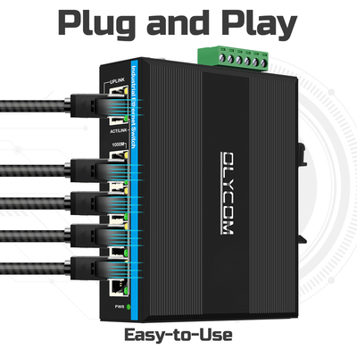 Energía solar UPS PoE Switch Gigabit Red 120W DC12V/DC24V/DC48V Entrada no gestionada