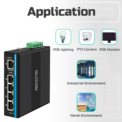Energía solar UPS PoE Switch Gigabit Red 120W DC12V/DC24V/DC48V Entrada no gestionada