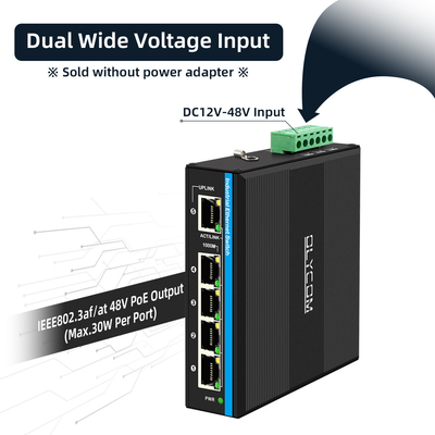 Energía solar UPS PoE Switch Gigabit Red 120W DC12V/DC24V/DC48V Entrada no gestionada