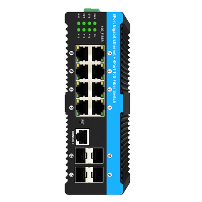 10G Fibra Industrial Gestionado PoE Switch Gigabit Ethernet 8 puertos PoE 240W Chip de Realtek
