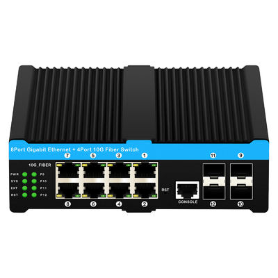 10G Fibra Industrial Gestionado PoE Switch Gigabit Ethernet 8 puertos PoE 240W Chip de Realtek