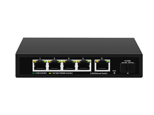 Switch Ethernet 5 puertos 2.5G con enlace ascendente de fibra 10G no administrado, detección automática de velocidad de red, CE