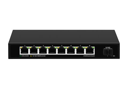 8 puertos 2.5G Switch de red no administrado 10G Fibra DC12V Entrada sin ventilador Velocidad de adaptación automática