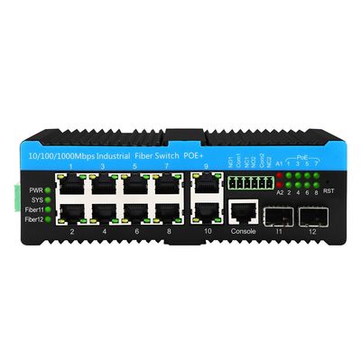 Interruptor de red industrial gestionado 2*2.5G SFP+8*RJ45 Puertos 10/100/1000M POE Interruptor exterior de 90W
