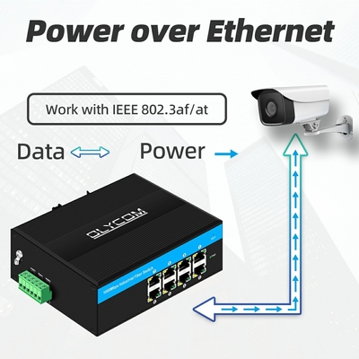 Interruptor de 8 puertos POE gigabit E-Mark 8*RJ45 con conexión Ethernet industrial