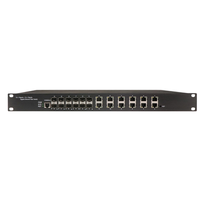 1U Interruptor de puerto gerenciado por Ethernet de 24 gigabits con 12 RJ45 + 12 SFP AC100-240V de entrada