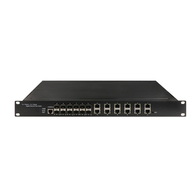 1U Interruptor de puerto gerenciado por Ethernet de 24 gigabits con 12 RJ45 + 12 SFP AC100-240V de entrada