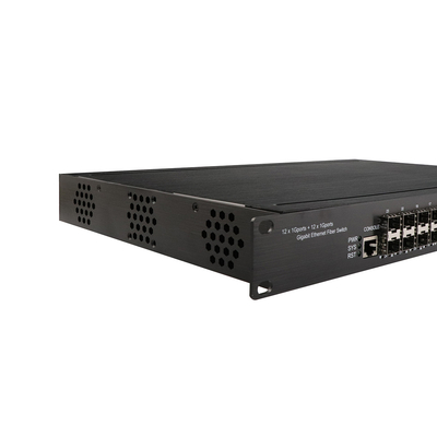 1U Interruptor de puerto gerenciado por Ethernet de 24 gigabits con 12 RJ45 + 12 SFP AC100-240V de entrada