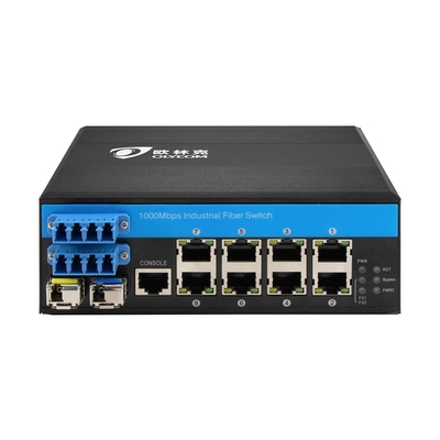 Interruptor industrial Gigabit 12 puerto Din Rial Interruptor óptico de derivación Ethernet POE gestionado