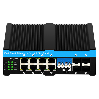 Puertos 4*10G Sfp+8*10/100/1000mbps 12 Puertos administrados 10G Conmutador óptico de derivación Poe
